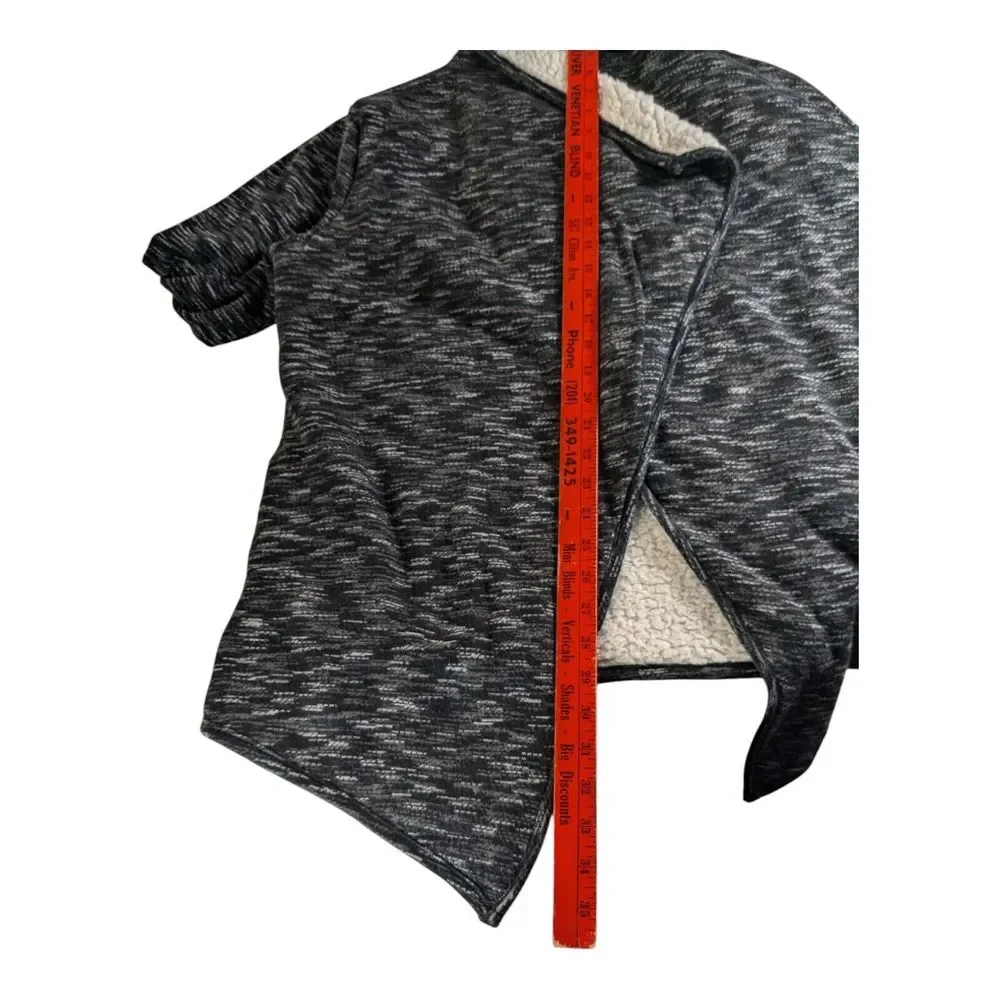 Green Tea Women's XXL Sherpa Lined Heather‎ Black / Dark Gray Cardigan Sweater